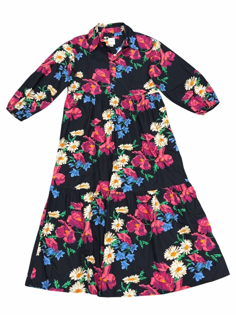 Maeve Anthropologie Bettina Floral Tiered Shirt Dress